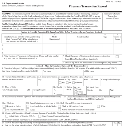 sample image of a portion of a 4473 transfer form